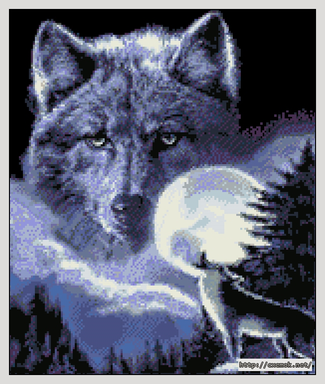 Скачать схему вышивки нитками Spirit of the Wolf, автор 