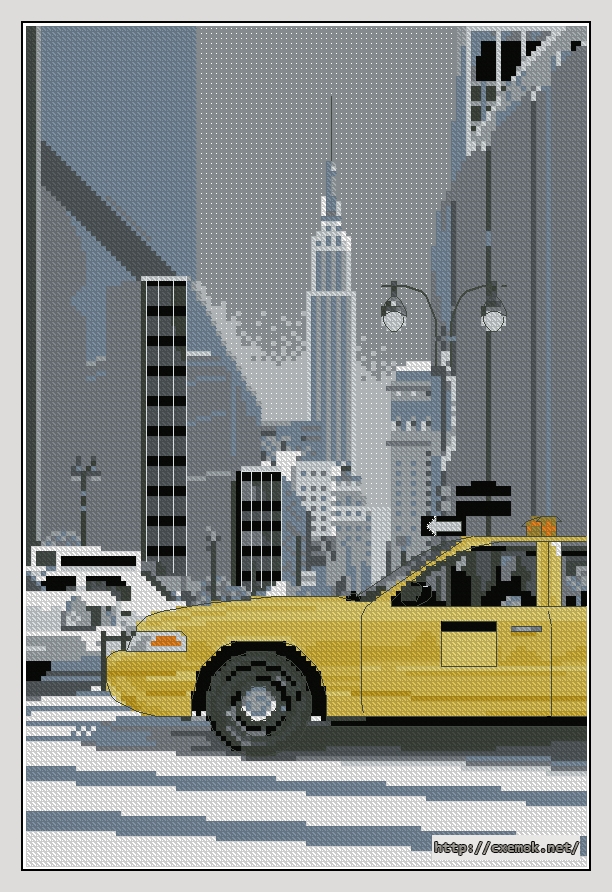Скачать схему вышивки нитками New York Taxi, автор 