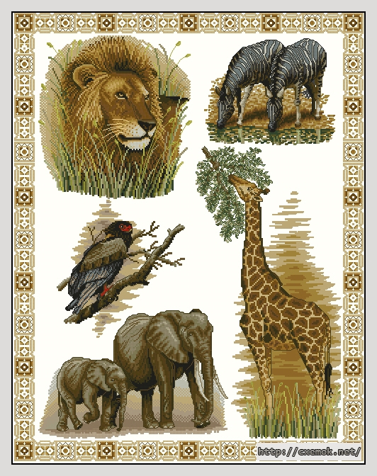 Download embroidery patterns by cross-stitch  - African animals, author 