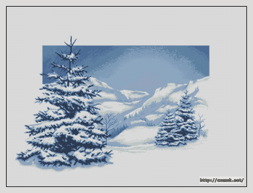 Скачать схемы вышивки нитками / крестом  - Winter postcard, автор 