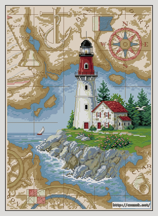 Download embroidery patterns by cross-stitch  - Charting a course, author 