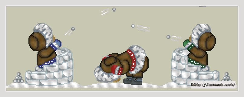 Download embroidery patterns by cross-stitch  - Snowball fight, author 