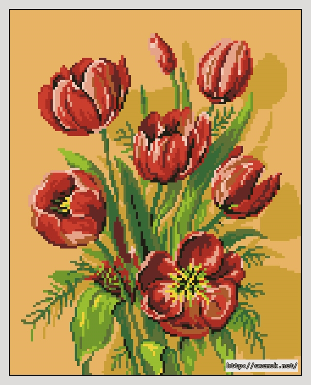 Download embroidery patterns by cross-stitch  - Тюльпаны, author 