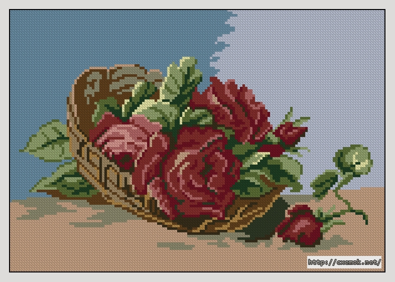 Download embroidery patterns by cross-stitch  - Корзинка с красными розами, author 