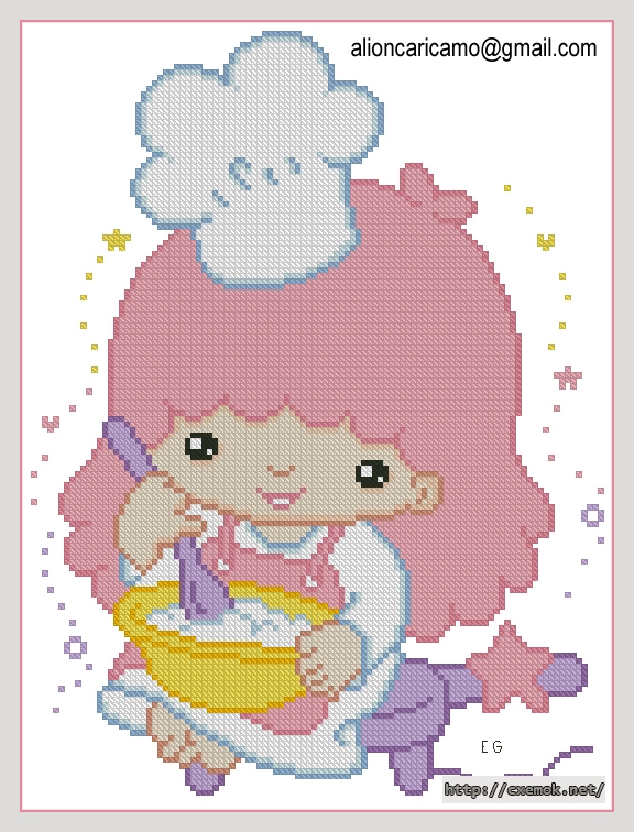 Download embroidery patterns by cross-stitch  - La cuoca, author 