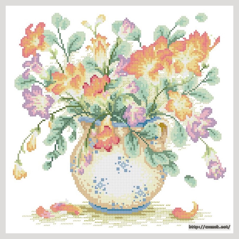 Download embroidery patterns by cross-stitch  - Freesia, author 