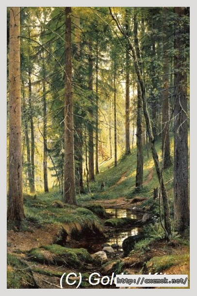 Скачать схему вышивки нитками A Stream in the woods (Ivan Shishkin), автор 