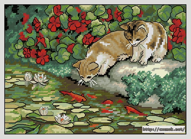 Download embroidery patterns by cross-stitch  - Kitten reflections, author 