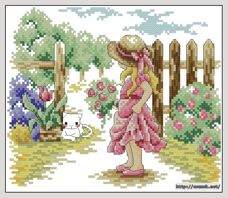 Download embroidery patterns by cross-stitch  - Fence girl, author 