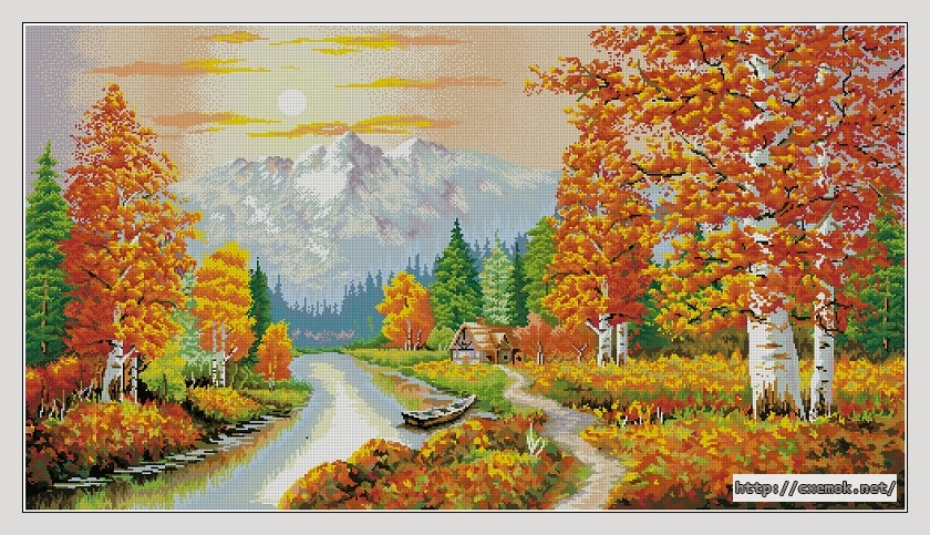 Download embroidery patterns by cross-stitch  - A flaming sunset, author 