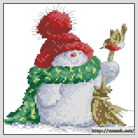 Download embroidery patterns by cross-stitch  - Snowman, author 