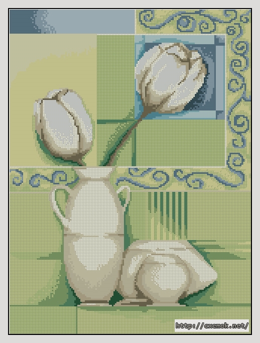 Скачать схему вышивки нитками Tulips design, автор 