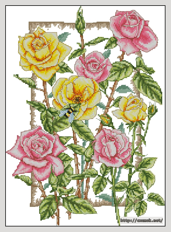 Скачать схему вышивки нитками Rambling Roses, автор 