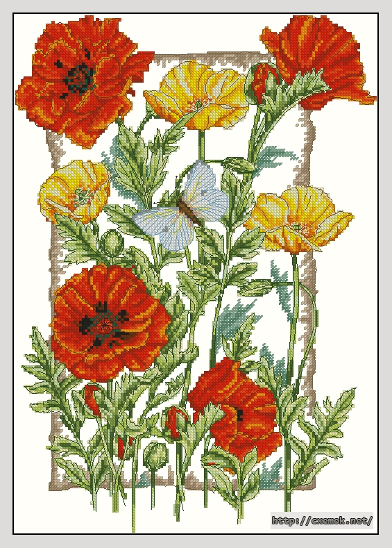 Download embroidery patterns by cross-stitch  - Perfect poppies, author 