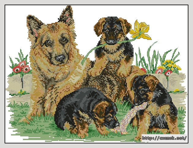 Download embroidery patterns by cross-stitch  - Germain shepherd family, author 