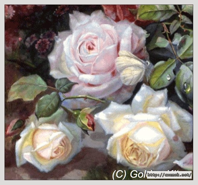 Download embroidery patterns by cross-stitch  - Beautiful summer flowers, author 