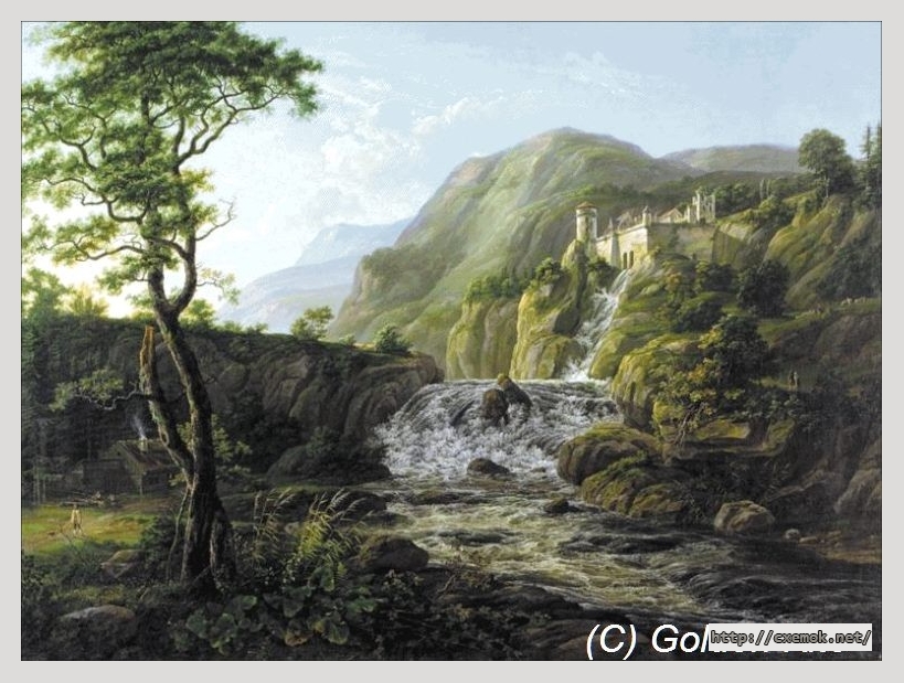 Download embroidery patterns by cross-stitch  - Mountain landscape with a castle, author 