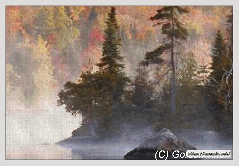 Download embroidery patterns by cross-stitch  - Fall lake, author 