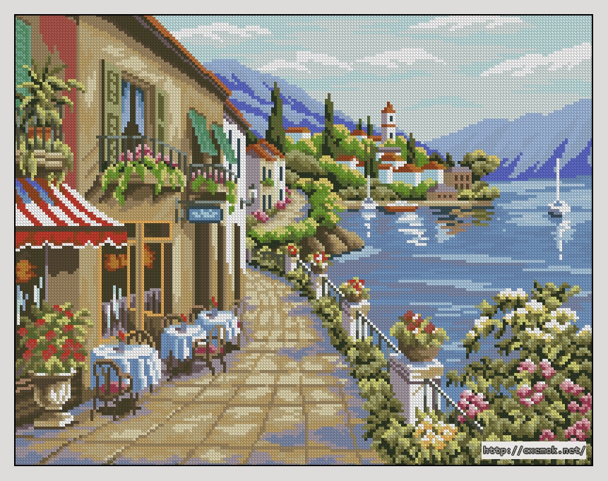 Download embroidery patterns by cross-stitch  - Seaside town, author 