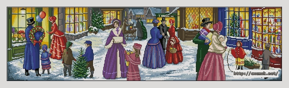Скачать схему вышивки нитками A Victorian Christmas Eve, автор 