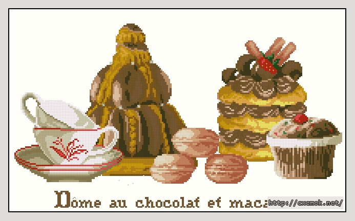 Download embroidery patterns by cross-stitch  - Chocolate dome and macaroon, author 
