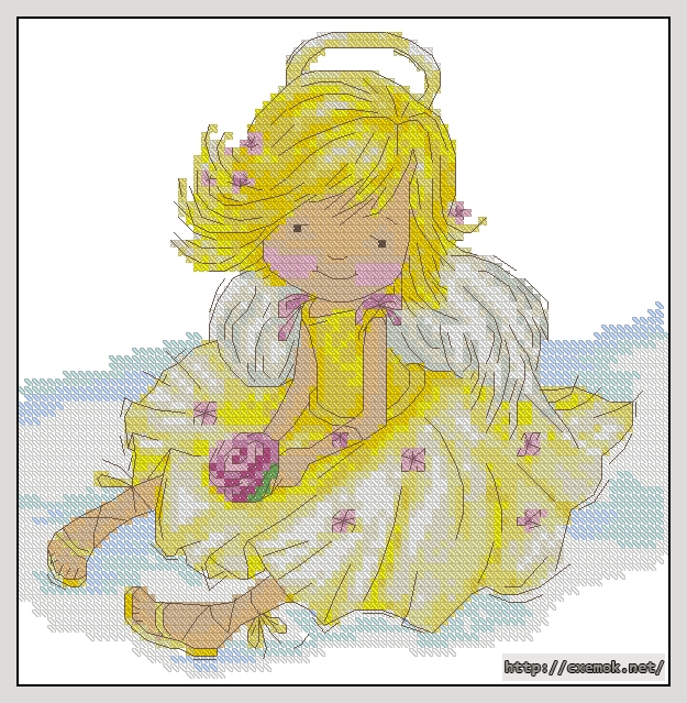 Download embroidery patterns by cross-stitch  - Ангелочек в желтом, author 