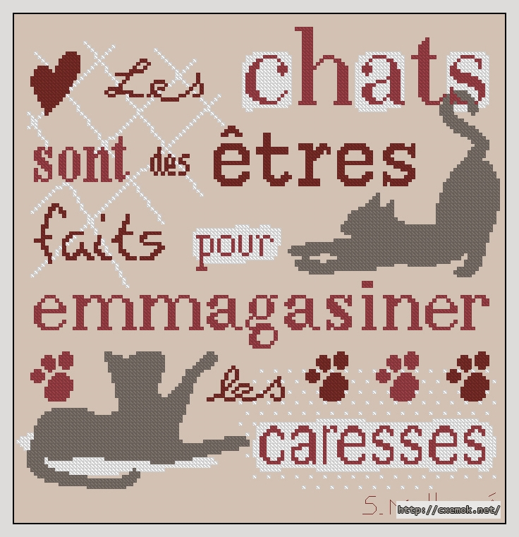 Download embroidery patterns by cross-stitch  - Les chats, author 