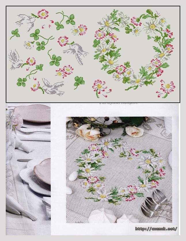 Download embroidery patterns by cross-stitch  - La table des maries ''paquerettes'', author 