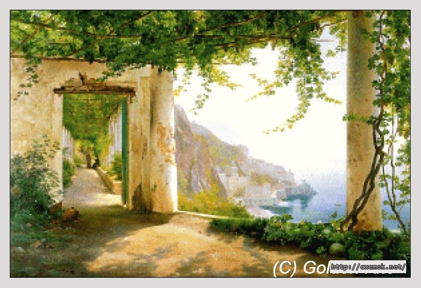 Download embroidery patterns by cross-stitch  - View of amalfi coast, author 