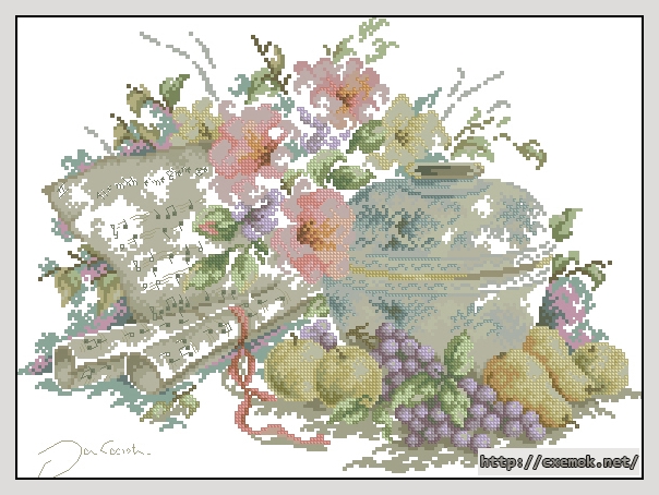 Download embroidery patterns by cross-stitch  - Fruit and music, author 