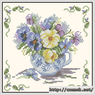 Download embroidery patterns by cross-stitch  - Violets, author 