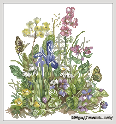 Download embroidery patterns by cross-stitch  - Flowers blue, author 