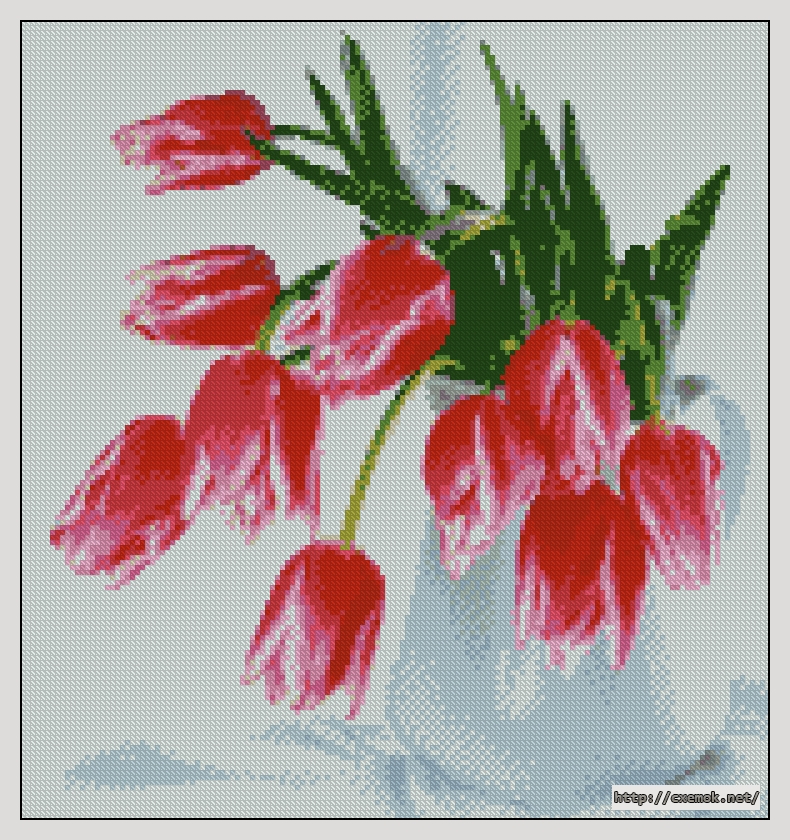 Download embroidery patterns by cross-stitch  - Тюльпаны в кувшине, author 