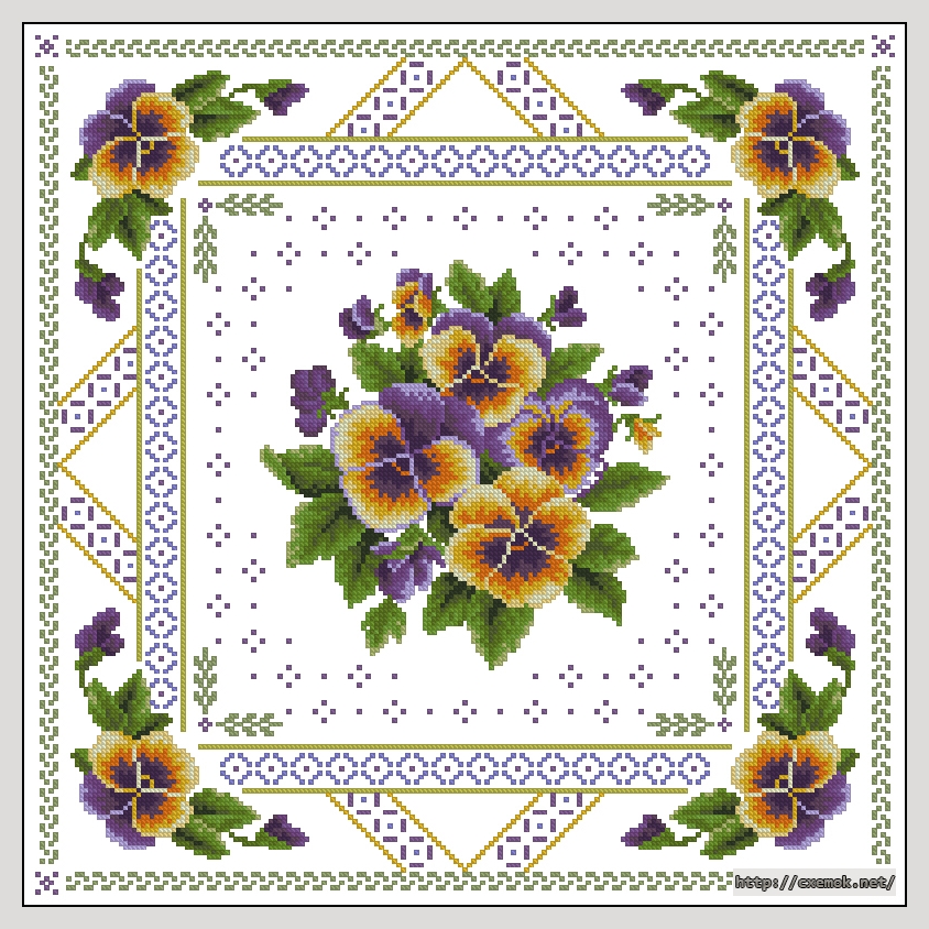 Download embroidery patterns by cross-stitch  - Special pansies, author 