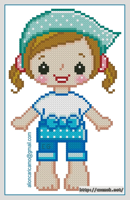 Download embroidery patterns by cross-stitch  - Bambina in fazzoletto, author 