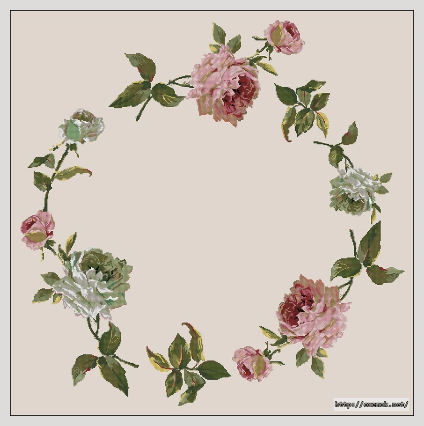 Download embroidery patterns by cross-stitch  - Rose tablecloth, author 