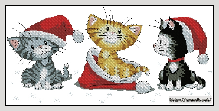 Скачать схемы вышивки нитками / крестом  - Christmas kittens, автор 