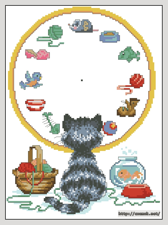 Download embroidery patterns by cross-stitch  - Clock watcher