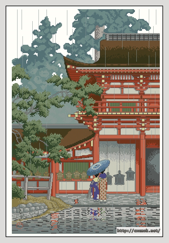 Скачать схему вышивки нитками Kasuga Shrine, Nara, автор 