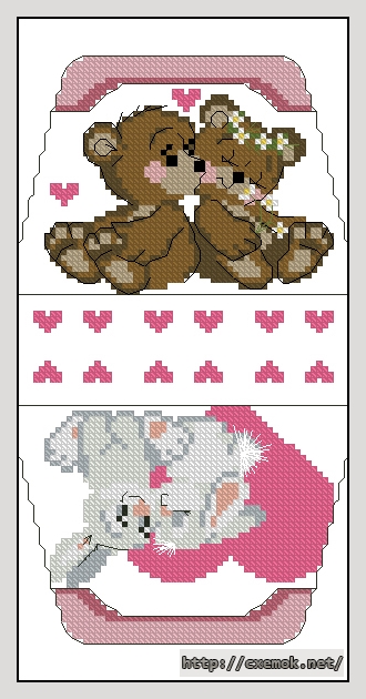 Download embroidery patterns by cross-stitch  - Мишки и зайки риолис