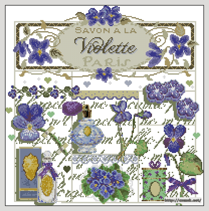 Завантажити схеми вишивки нитками / хрестом  - Savon a la violette, автор 