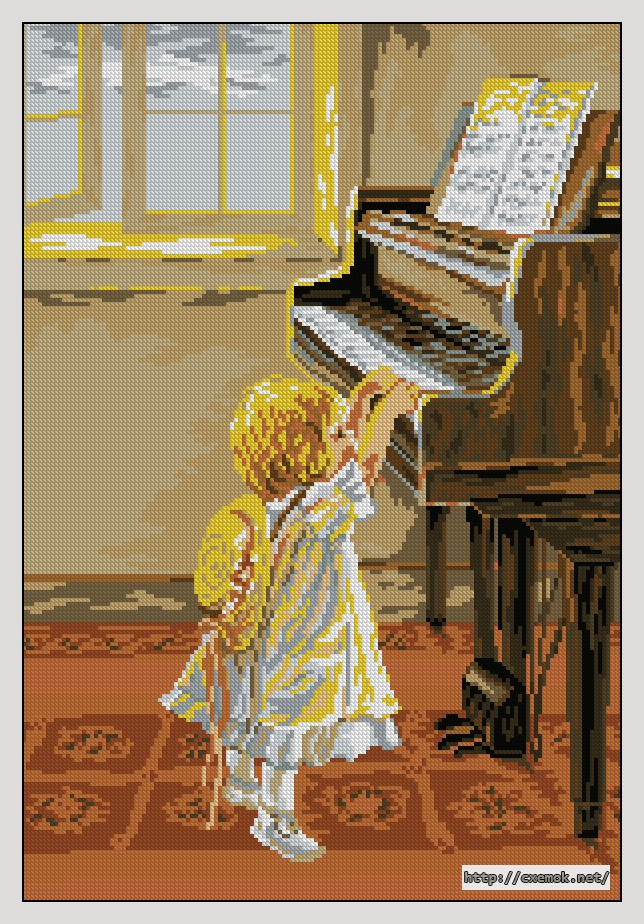 Скачать схемы вышивки нитками / крестом  - Маленькая пианистка, автор 