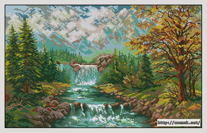 Download embroidery patterns by cross-stitch  - Горный водопад, author 