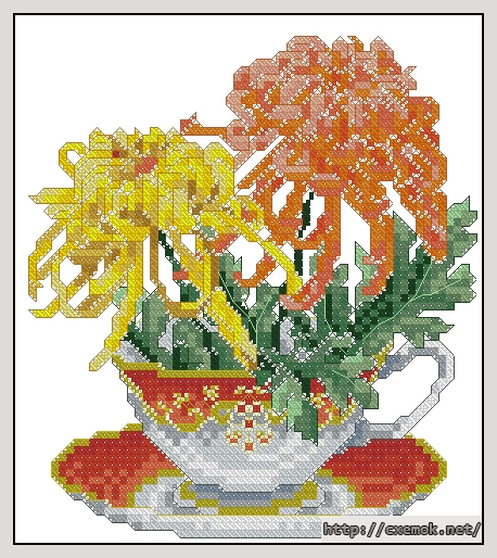 Скачать схемы вышивки нитками / крестом  - November chrysanthemum, автор 