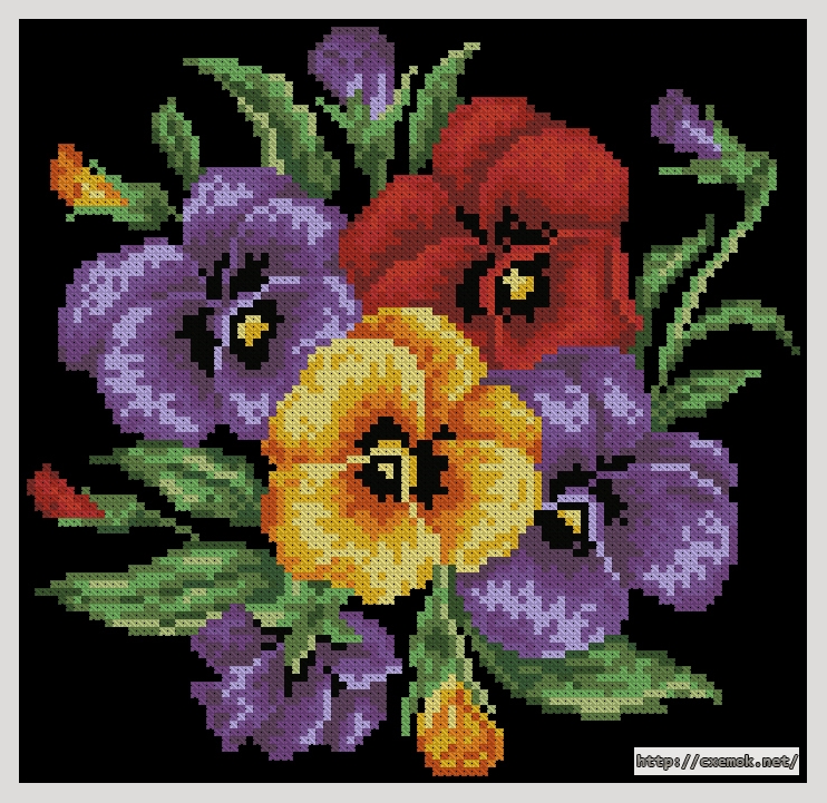 Download embroidery patterns by cross-stitch  - Pansy, author 