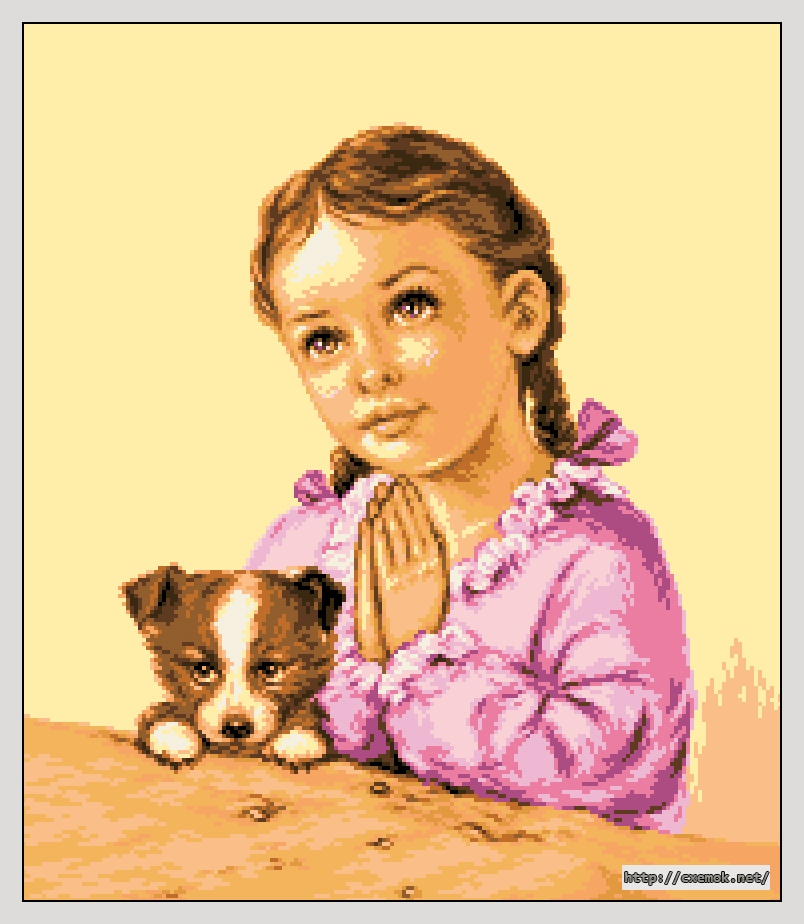 Скачать схему вышивки нитками Молящаяся маленькая девочка, автор 