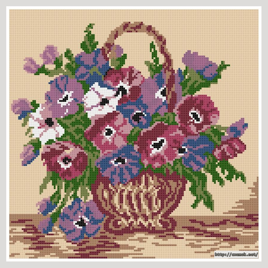 Download embroidery patterns by cross-stitch  - Cosulet cu anemone, author 