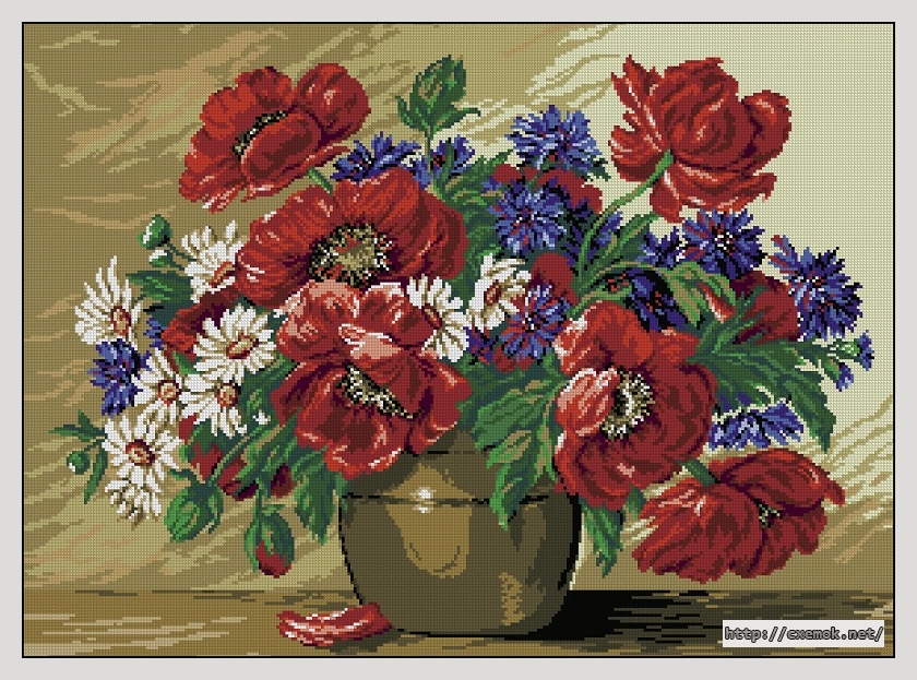 Download embroidery patterns by cross-stitch  - Vas cu flori de vara, author 