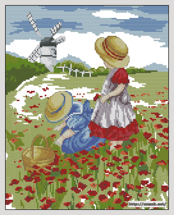 Download embroidery patterns by cross-stitch  - In the poppy field, author 