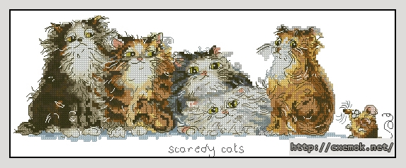 Download embroidery patterns by cross-stitch  - Scaredi cats, author 